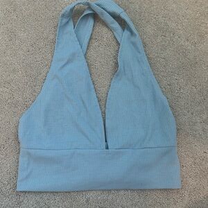 blue cropped tank top
